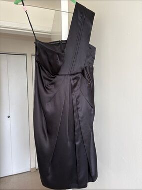 Saba Black One-Shoulder Satin Cocktail Dress